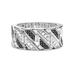 Best Bague A Bande Zancan En Argent Avec Pierres. Bagues