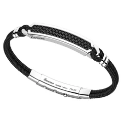 Shop Black Kevlar Bracelet With Central Tag With Black Spinels. Bracelets
