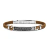 Shop Bracelet Bugatti En Cuir Avec Plaque Centrale En Argent. Bracelets