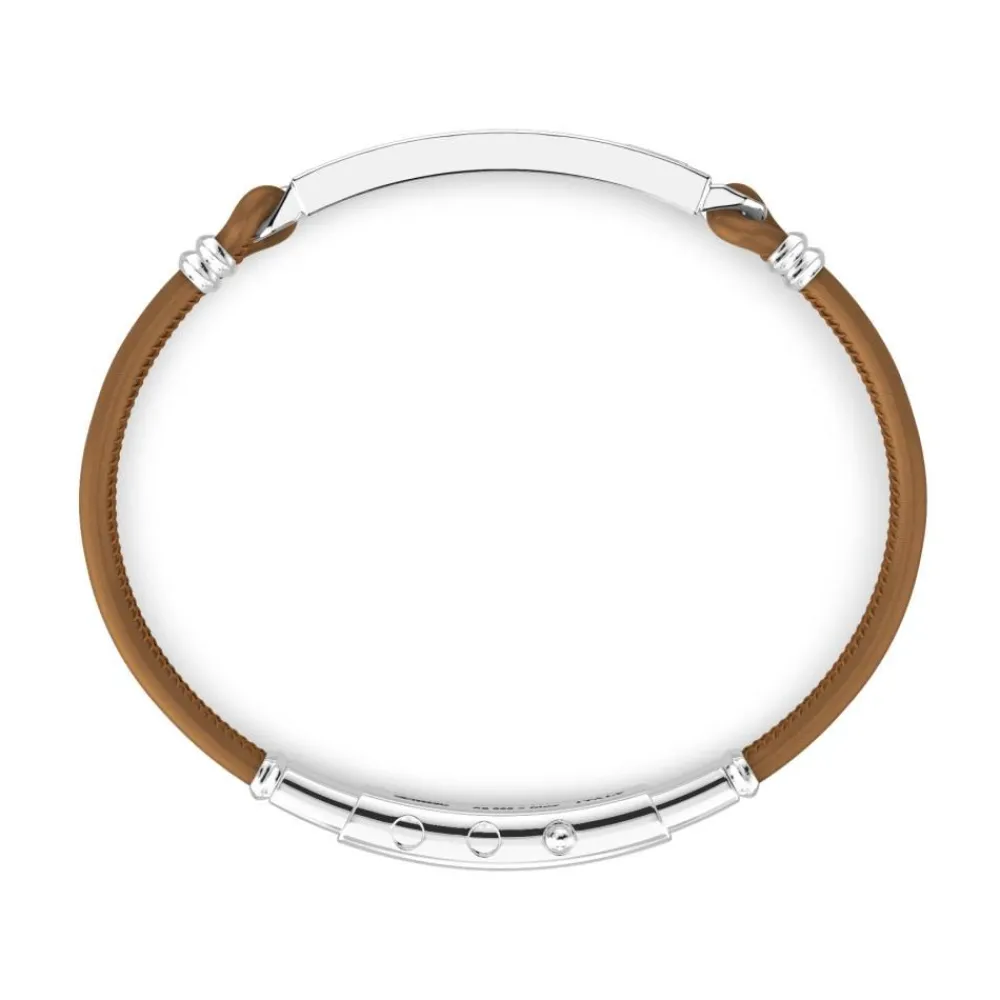 Shop Bracelet Bugatti En Cuir Avec Plaque Centrale En Argent. Bracelets