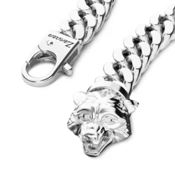 Best Bracelet Gourmette Zancan En Argent Avec Fermoir Tete De Loup. Bracelets