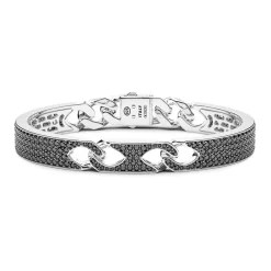 Fashion Bracelet Jonc Zancan Avec Gourmette Souple En Argent Avec Pierres. Bracelets