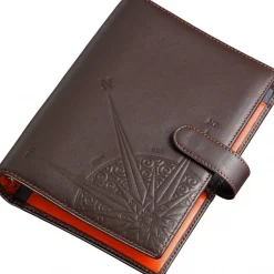 Cheap Brown Leather Organizer With Orange Interior. Maroquinerie