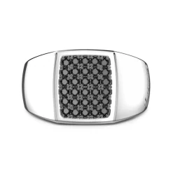 Sale Chevaliere Zancan En Argent Avec Pierres Noires. Bagues
