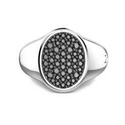 Best Sale Chevaliere Zancan En Argent Avec Pierres Noires. Bagues