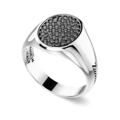 Best Sale Chevaliere Zancan En Argent Avec Pierres Noires. Bagues