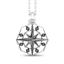 Best Collier Zancan En Argent Avec Pendentif Rose Des Vents. Colliers