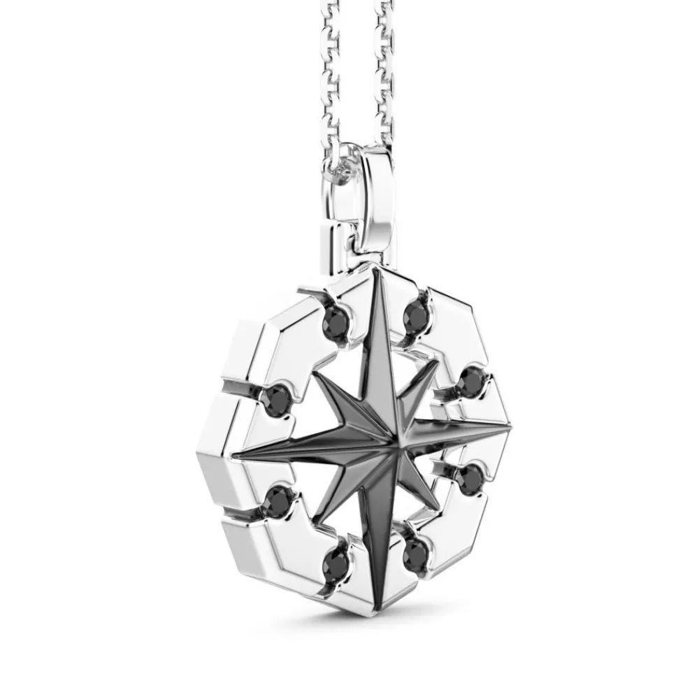 Best Collier Zancan En Argent Avec Pendentif Rose Des Vents. Colliers