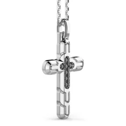 Cheap Collier Zancan En Argent Avec Pendentif Croix Et Pierres Noires. Colliers