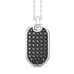 Fashion Collier Zancan En Argent Avec Pendentif Plaque Et Pierres Noires. Colliers