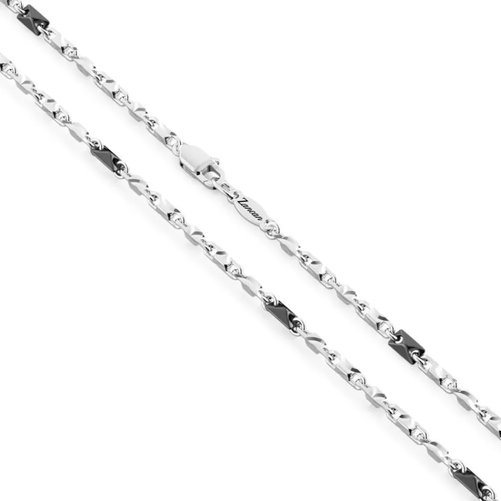 Cheap Collier Zancan Maille Seule En Argent Avec Details En Ceramique. Colliers