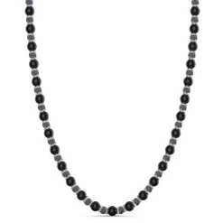 Sale Collier Zancan Souple Avec Perles En Argent Et Pierre D'Onyx. Colliers