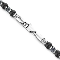 Sale Collier Zancan Souple Avec Perles En Argent Et Pierre D'Onyx. Colliers