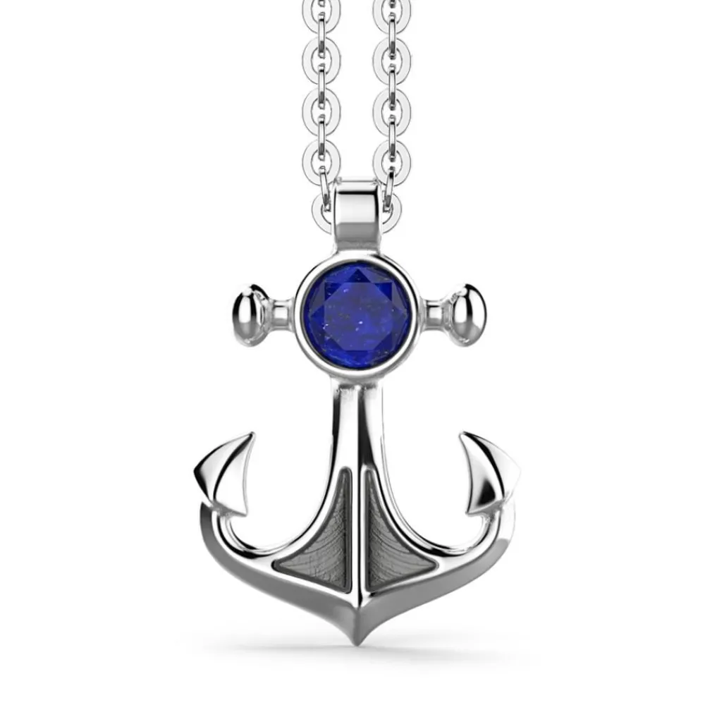 Shop Necklace With Anchor Pendant With Natural Lapis Lazuli Colliers