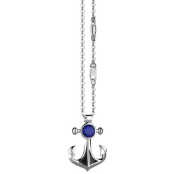 Shop Necklace With Anchor Pendant With Natural Lapis Lazuli Colliers