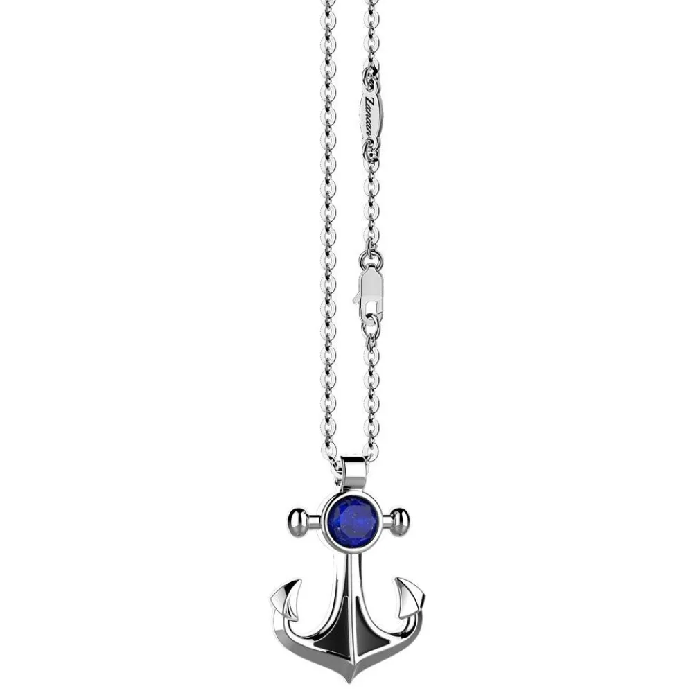 Shop Necklace With Anchor Pendant With Natural Lapis Lazuli Colliers