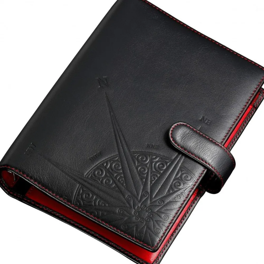 Outlet Organizer Made From Black Leather With Red Interior. Maroquinerie