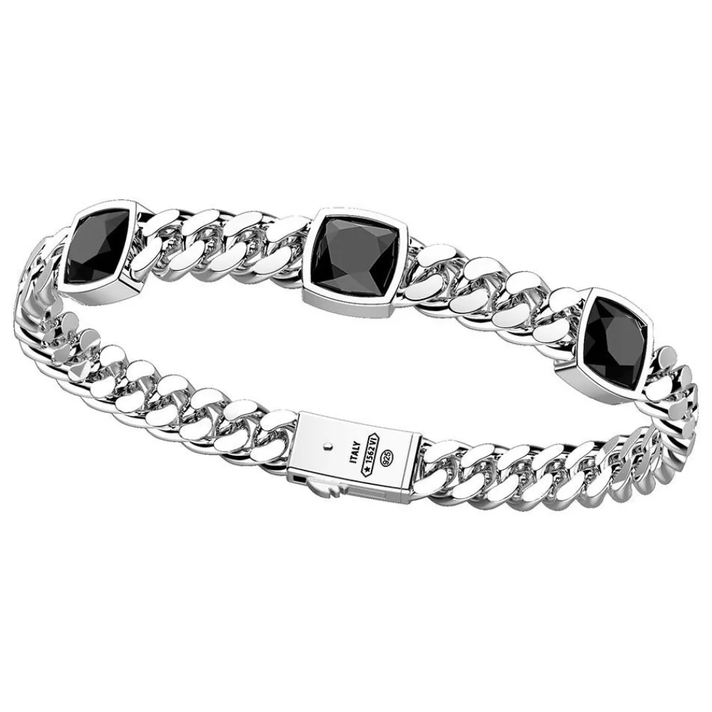 Clearance Silver Bracelet With Three Onyx Stones. Bracelets