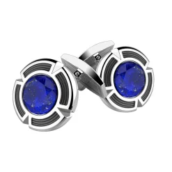 Sale Silver Cufflinks With Lapis Lazuli. Boutons De Manchette