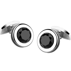 Fashion Silver Cufflinks With Onyx Boutons De Manchette