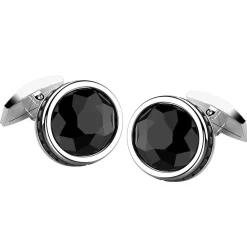 Store Silver Cufflinks With Onyx Boutons De Manchette
