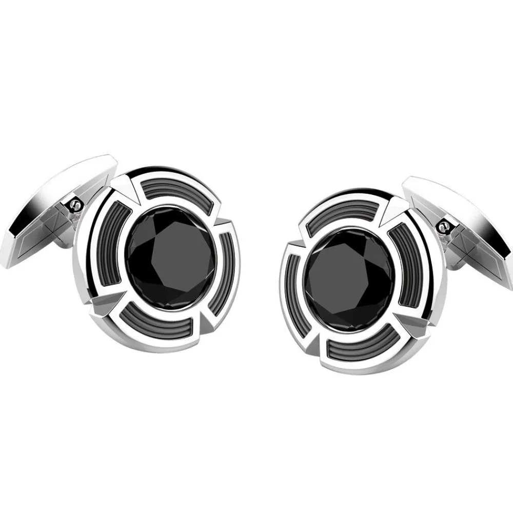 Online Silver Cufflinks With Onyx Boutons De Manchette