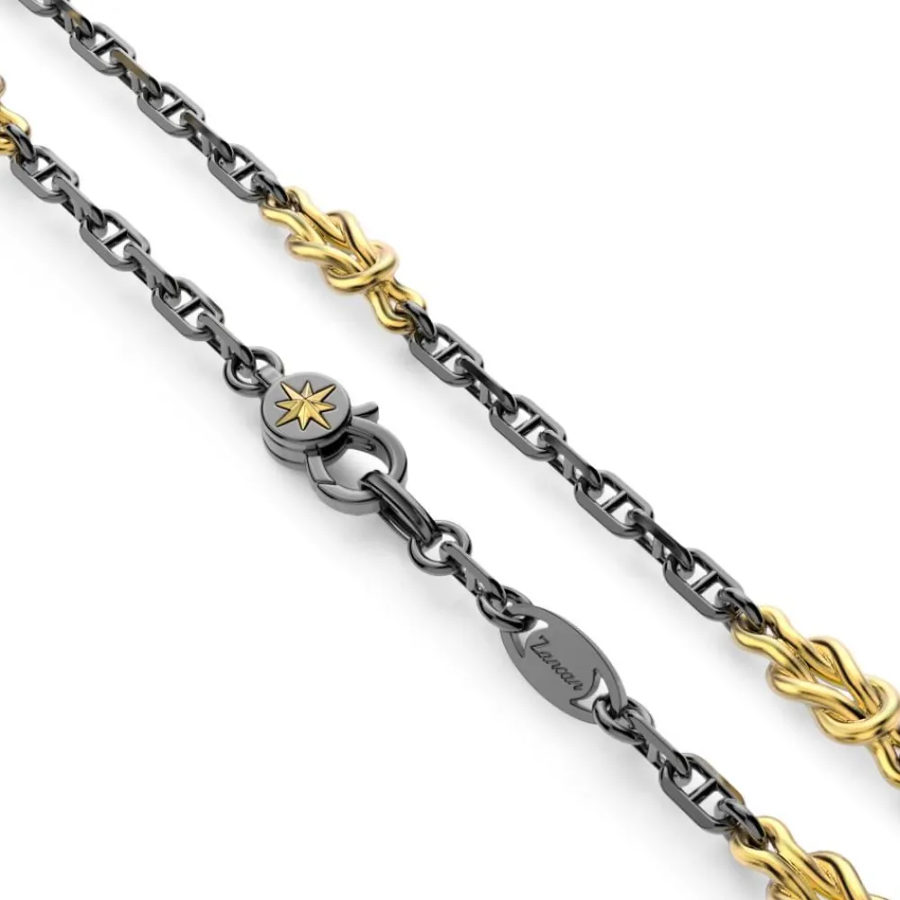 Discount Silver Necklace With Cross And Marine Knots. Colliers