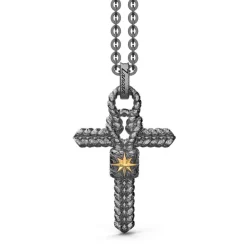 Clearance Silver Necklace With Cross And Small Knot. Colliers