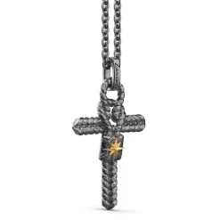Clearance Silver Necklace With Cross And Small Knot. Colliers