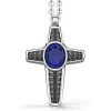 Hot Silver Necklace With Lapis Lazuli Cross Pendant. Colliers