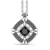 Clearance Silver Necklace With Onyx On The Pendant. Colliers