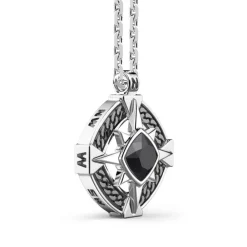 Clearance Silver Necklace With Onyx On The Pendant. Colliers