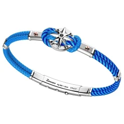 Shop Two-Tone Kevlar, Silver And Rose Gold Bracelet With Wind Rose. Bracelets