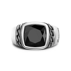 Hot White And Black Silver Ring With Natural Onyx. Bagues
