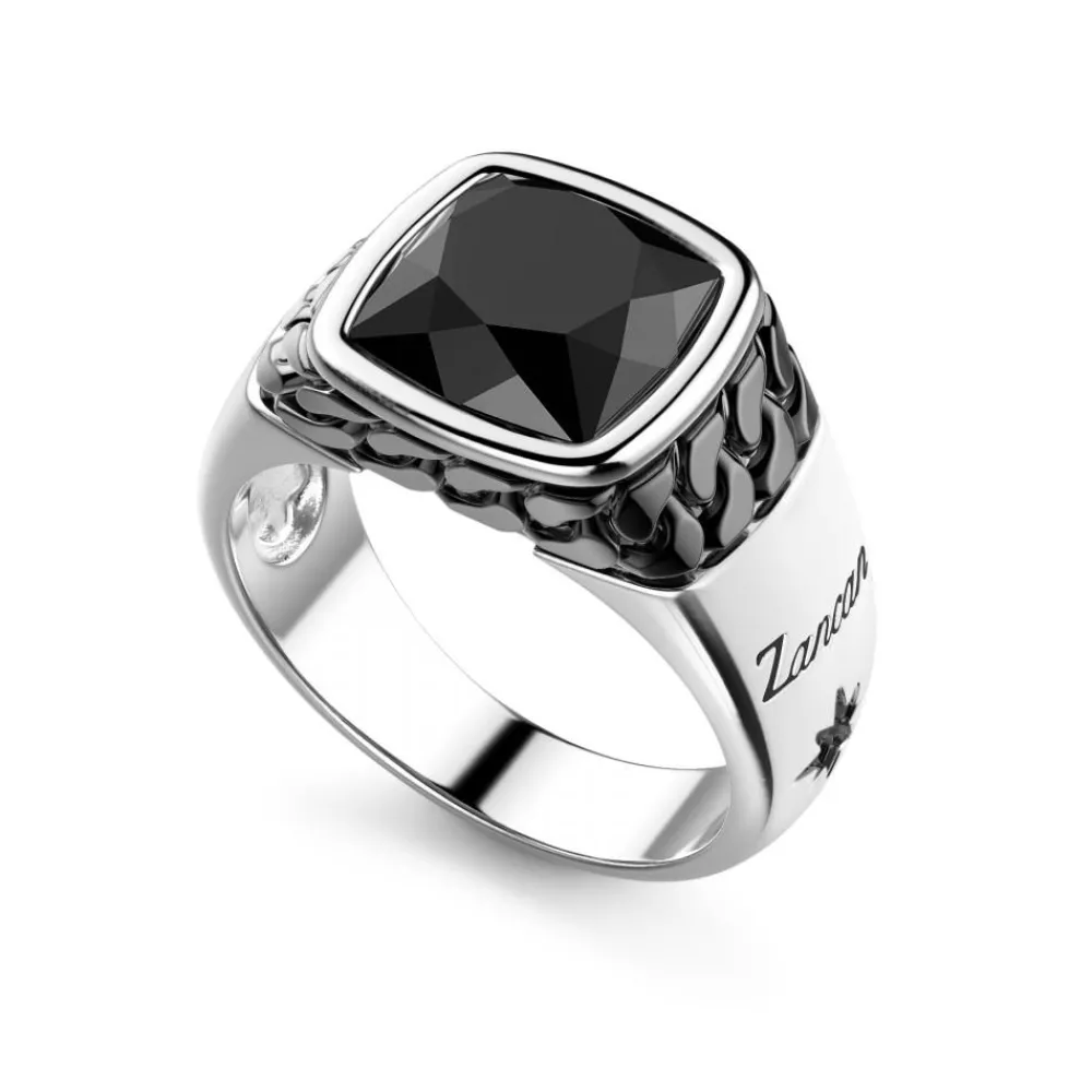 Hot White And Black Silver Ring With Natural Onyx. Bagues