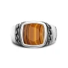 Store White And Black Silver Ring With Natural Tiger'S Eye. Bagues