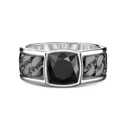 Fashion White And Black Silver Ring With Onyx. Bagues