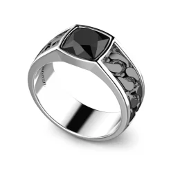 Fashion White And Black Silver Ring With Onyx. Bagues