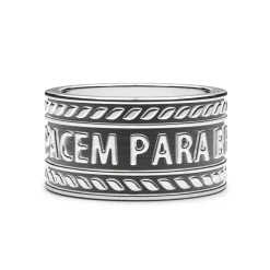 Clearance Zancan Banded Silver Ring With Latin Inscription. Bagues