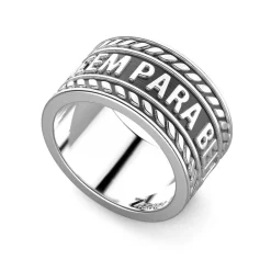 Clearance Zancan Banded Silver Ring With Latin Inscription. Bagues