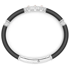 Cheap Zancan Black Silicone Bracelet With Silver Tag And Rose Gold Details. Bracelets