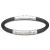 Store Zancan Black Silicone Bracelet With Silver Tag And Rose Gold Details. Bracelets