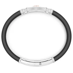 Store Zancan Black Silicone Bracelet With Silver Tag And Rose Gold Details. Bracelets