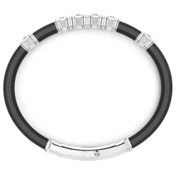 Hot Zancan Black Silicone Bracelet With Silver Tag And Rose Gold Details. Bracelets