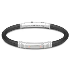 Clearance Zancan Black Silicone Bracelet With Silver Tag And Rose Gold Details. Bracelets