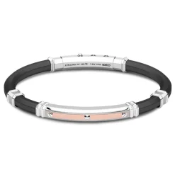 Best Sale Zancan Black Silicone Bracelet With Silver Tag And Rose Gold Details. Bracelets