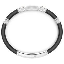 Discount Zancan Black Silicone Bracelet With Silver Tag And Rose Gold Details. Bracelets