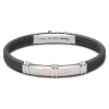 Store Zancan Black Silicone Bracelet With Silver Tag And Rose Gold Details. Bracelets
