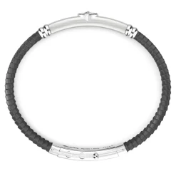 Clearance Zancan Black Silicone Bracelet With Silver Tag. Bracelets
