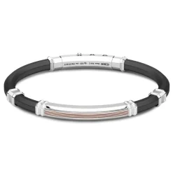 Sale Zancan Black Silicone Bracelet With Silver Tag And Rose Gold Details. Bracelets
